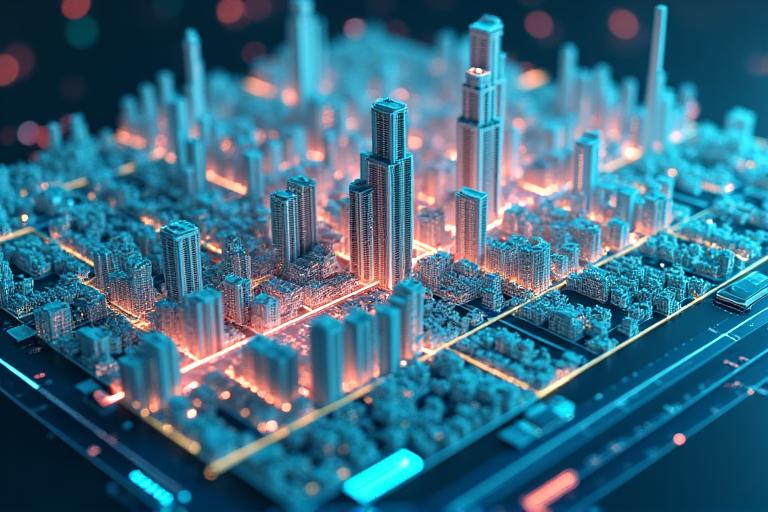 3D 도시 모델링 시뮬레이션 화면